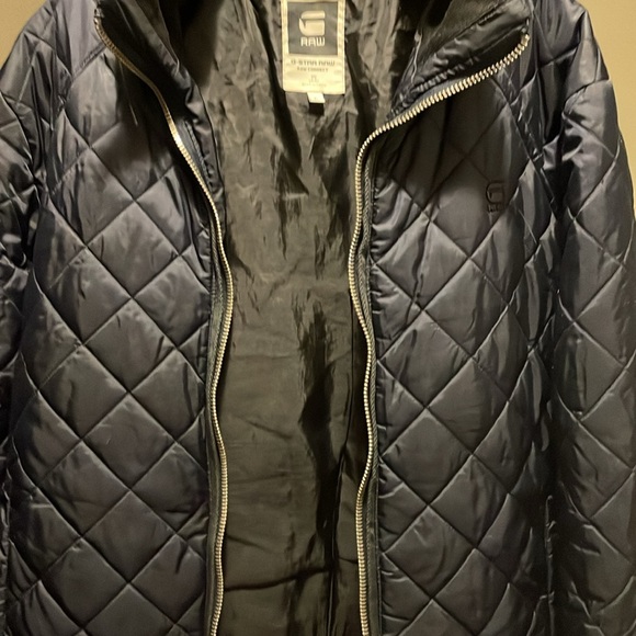 G-STAR RAW Sz xl Meffic Quilted Bomber Jacket Overshirt Black Collar Hidden Hood - Picture 4 of 8